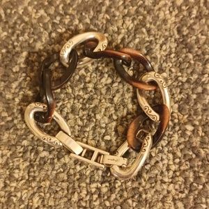 Brighton silver tone and brown ombre acrylic hoop bracelet